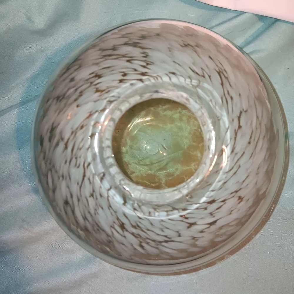 Handblown Blue and Bronze Swirl Art Glass  - Hand Crafted
